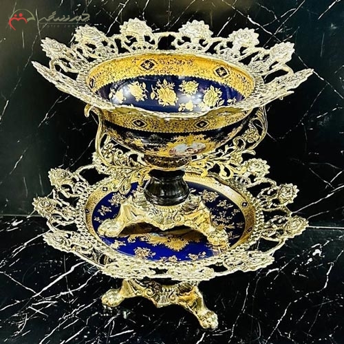 خرید، قیمت و مشخصات ست کاسه و بشقاب چینی لوکس و مدرن طرح گل رز با پایه های سه گوش سنگی زیر قیمت | چترزندگی