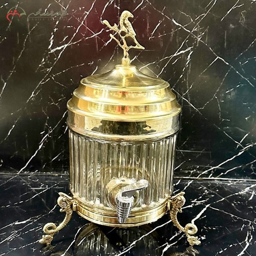 خرید، قیمت و مشخصات شربت خوری برنزی جدید با بدنه شیشه ای در طرح پایه های ماهی زیر قیمت | چترزندگی