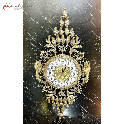 خرید، قیمت و مشخصات ساعت دیواری برنزی لاکچری و امروزی طرح درخت کاج برجسته و پرکار طلایی رنگ زیر قیمت | چترزندگی