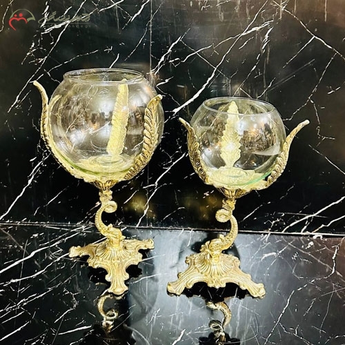 خرید، قیمت و مشخصات تنگ ماهی در دو سایز بزرگ و کوچک برنزی مدرن طرح برگ های بلند زیر قیمت | چترزندگی