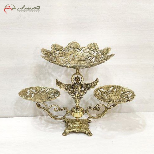 خرید، قیمت و مشخصات ظرف میوه خوری و شکلات خوری برنزی شیک و مدرن طرح ملکه بالدار طلایی زیر قیمت | چترزندگی