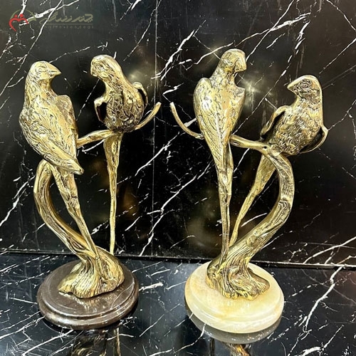 خرید، قیمت و مشخصات مجسمه های شماتیک برنزی لوکس و جدید طرح طوطی ایستاده و پایه سنگی زیر قیمت | چترزندگی