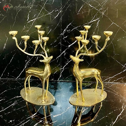 خرید، قیمت و مشخصات جا شمعی های 6 تایی برنزی زیبا و مدرن، طرح گوزن های کوچک طلایی رنگ زیر قیمت | چترزندگی