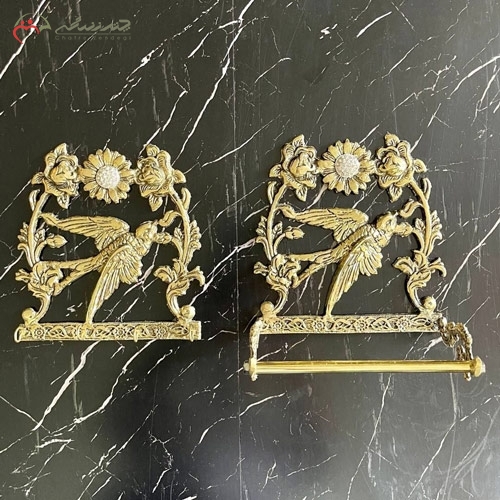 خرید، قیمت و مشخصات جا حوله ای و جا کلیدی برنزی شیک و مدرن طرح گل و پرستو طلایی رنگ زیر قیمت | چترزندگی