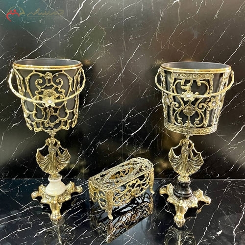 خرید، قیمت و مشخصات جا دستمال کاغذی و سطل ستونی جدید طرح پرنسس و پایه های سنگی گل رز زیر قیمت | چترزندگی