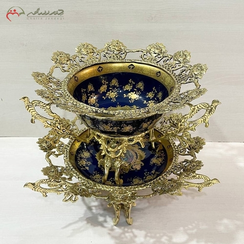 خرید، قیمت و مشخصات کاسه و بشقاب های چینی امروزی و اصل در طرح گل رز و پایه های برنزی زیر قیمت | چترزندگی