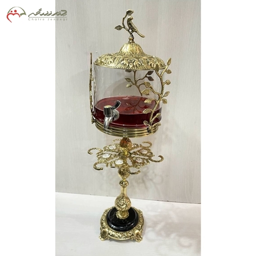 خرید، قیمت و مشخصات ظرف شربت خوری خاص با بدنه شیشه شیک و مدرن در طرح برگ برجسته و پایه سنگی زیر قیمت | چترزندگی