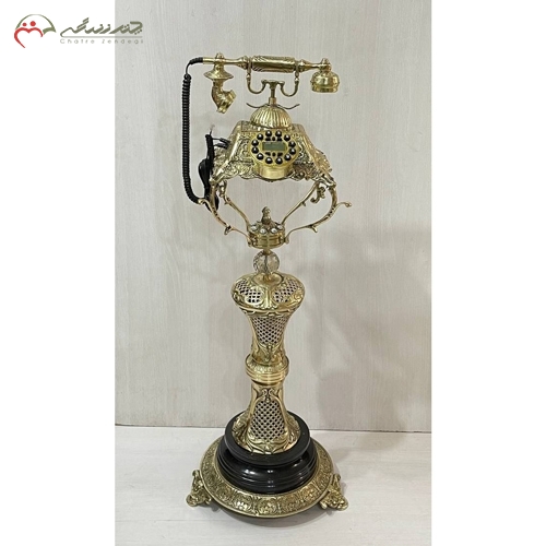 خرید، قیمت و مشخصات آینه تلفن ایستاده برنزی جدید طرح ستون زنبوری برجسته و پرکار طلایی زیر قیمت | چترزندگی