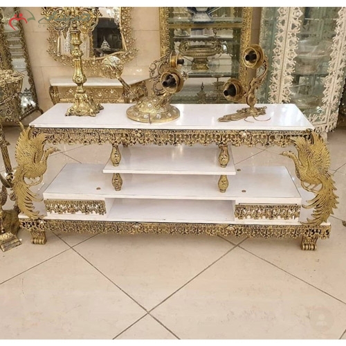 خرید، قیمت و مشخصات میز ال سی دی جدید و جذاب برنزی و ام دی اف طرح ققنوس برجسته زیر قیمت | چترزندگی