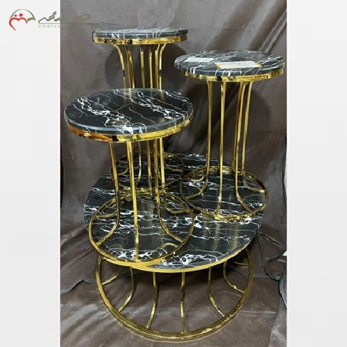 خرید، قیمت و مشخصات میز عسلی ( جلو مبلی ) برنزی و سنگ مشکی رنگ با ضمانت و کیفیت درجه یک محصول - چترزندگی