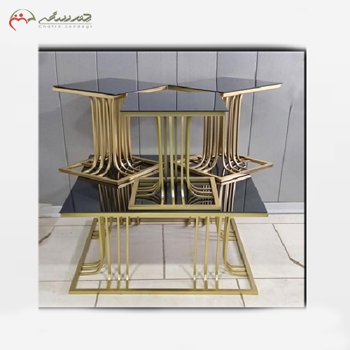 خرید، قیمت و مشخصات جلو مبلی ( میز عسلی ) برنزی با پایه های کار شده و شیک دارای ضمانت رنگ و دوام بدنه - چترزندگی
