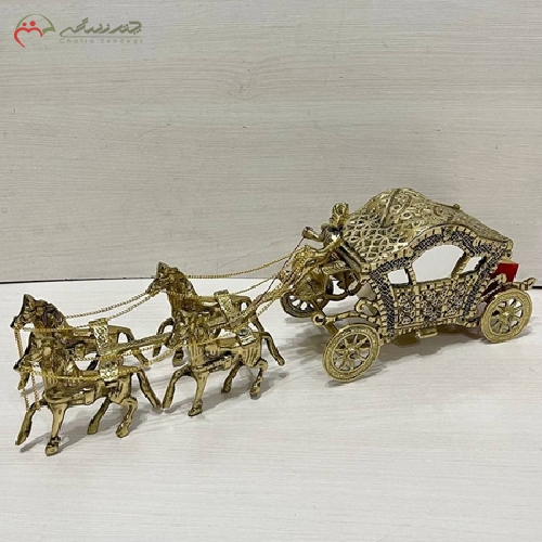 خرید، قیمت و مشخصات کالسکه 4 اسب بدنه برنزی و کار شده با جزییات زیبا و رنگ ثابت - چترزندگی