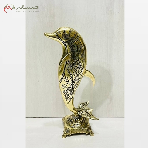 خرید، قیمت و مشخصات دلفین تزیینی سایز بزرگ بدنه برنزی و رنگ طلایی مناسب دکوراسیون منزل - چترزندگی