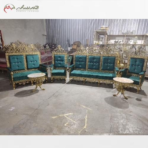 خرید، قیمت و مشخصات مبل 7 نفره برنزی با پارچه و فوم درجه یک با ضمانت و طراحی درجه یک - چترزندگی