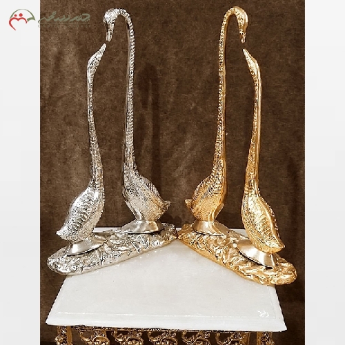 خرید، قیمت و مشخصات مجسمه قو دکوری جنس برنزی و در دو رنگ طلایی و نقره ای - چترزندگی