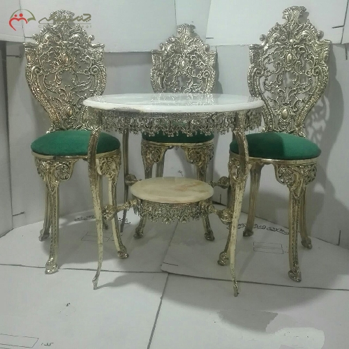 خرید، قیمت و مشخصات میز غذا خوری 4 نفره برنزی طراحی جدید و به روز با رنگ طلایی و رنگ رویه به انتخاب مشتری - چترزندگی