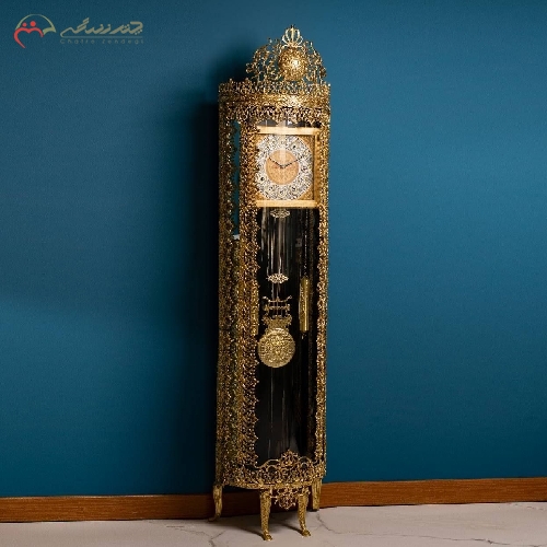 خرید، قیمت و مشخصات ساعت ایستاده نیم گرد بدنه آلیاژ و رنگ طلایی 5 سال ضمانت خرابی و آبکاری بدنه - چترزندگی