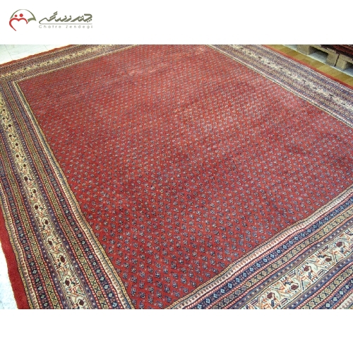 خرید، قیمت و مشخصات فرش دستبافت ساروق با طرح زمینه بته میر سراسر و رنگ زمینه لاکی کد 39478 - چترزندگی