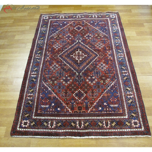 خرید، قیمت و مشخصات قالیچه دستبافت کاشان با زمینه لاکی و حاشیه کرم و طرح زمینه ترنج کد 39497 - چترزندگی