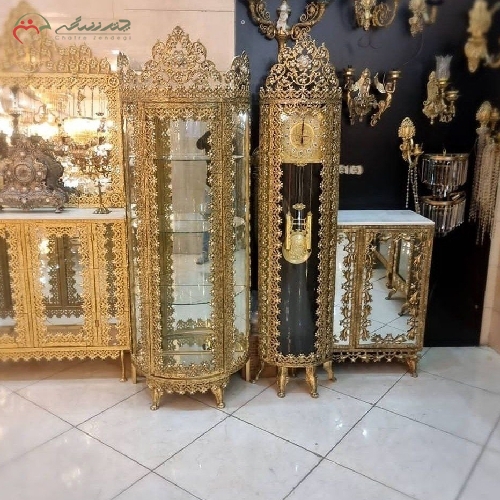 خرید، قیمت و مشخصات ست ساعت ایستاده نیم گرد و بوفه سه طبقه طرح گل سرخ و رنگ بی نظیر دارای ضمانت - چترزندگی