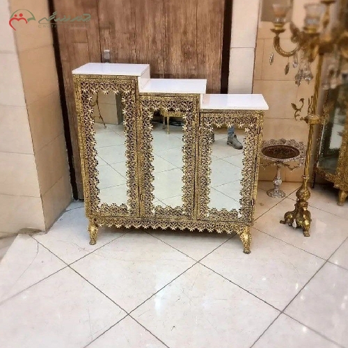 خرید، قیمت و مشخصات جا کفشی 3 قلو مدل نیلوفر آینه کاری شده با رویه ام دی اف و بدنه کار شده دارای گارانتی - چترزندگی