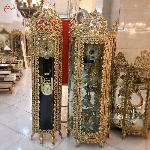 خرید، قیمت و مشخصات ساعت و بوفه نیم گرد مدل نیلوفر بدنه برنزی کار شده و رنگ ثابت دارای ضمانت - چترزندگی