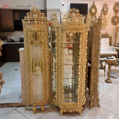 خرید، قیمت و مشخصات ساعت ایستاده و بوفه نیم گرد طرح آفتابگردان و طراحی آنتیک با گارانتی رنگ بدنه - چترزندگی