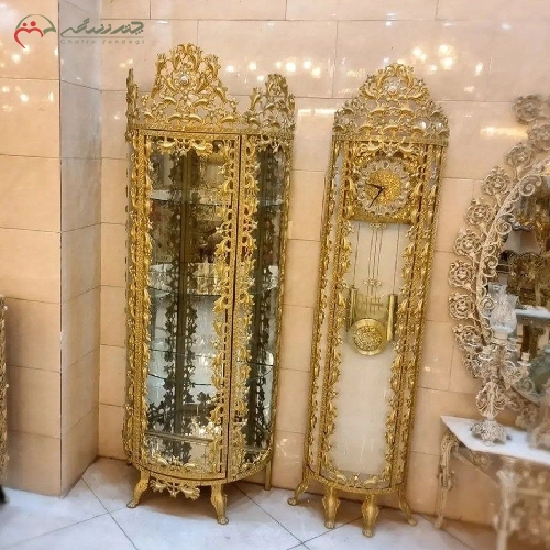 خرید، قیمت و مشخصات ساعت ایستاده و بوفه نیم گرد مدل بادمجانی، بدنه آلیاژ آبکاری شده با ضمانت - چترزندگی