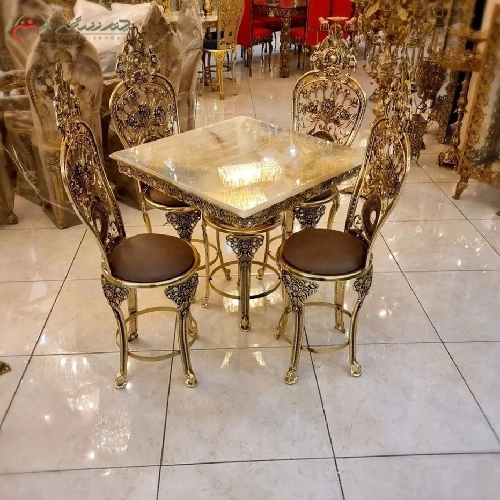 خرید، قیمت و مشخصات ناهار خوری 4 نفره طرح سلطنتی با بدنه آلیاژ با دوام و رنگ ثابت دارای گارانتی رنگ بدنه - چترزندگی