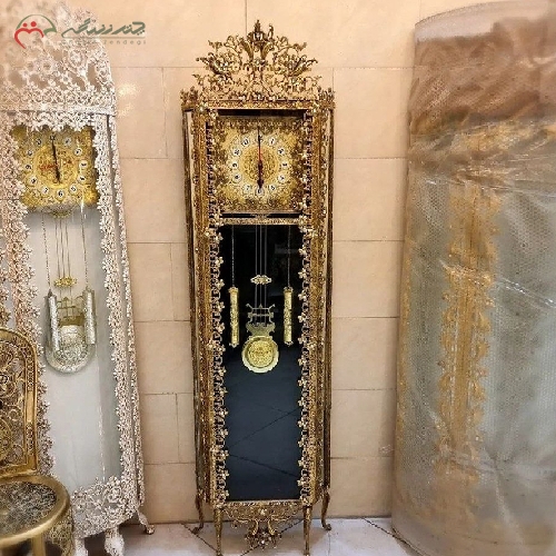 خرید، قیمت و مشخصات ساعت ایستاده برنزی مدل گل نقلی طراحی شیک و به روز با ضمانت رنگ و دوام بدنه - چترزندگی