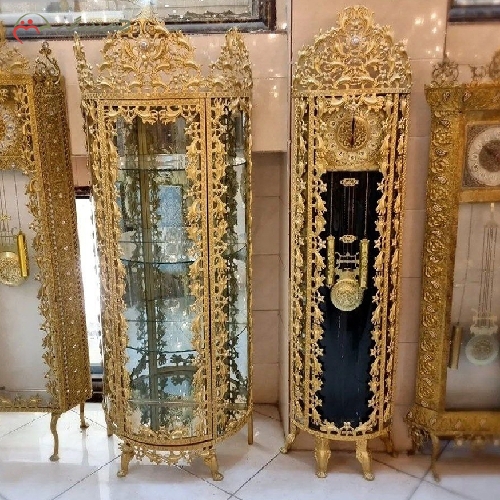 خرید، قیمت و مشخصات ست ساعت ایستاده و بوفه طرح بادمجانی با بدنه کار شده و رنگ ثابت دارای گارانتی - چترزندگی