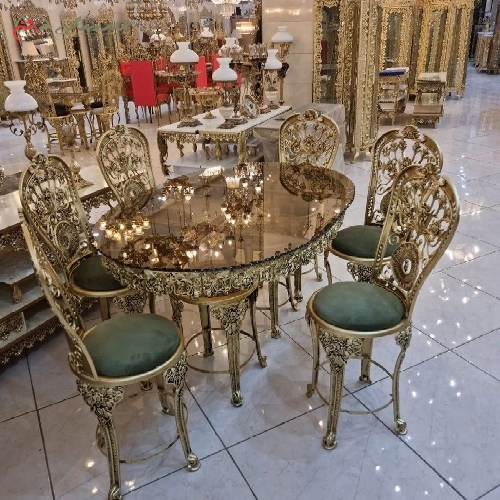 خرید، قیمت و مشخصات ناهار خوری 6 نفره طرح گل سرخ و رویه شیشه ای با بدنه آلیاژ بسیار با دوام و رنگ ثابت - چترزندگی