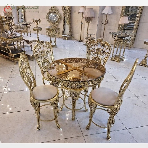 خرید، قیمت و مشخصات میز ناهار خوری 4 نفره طرح گل سرخ با رویه شیشه ای و رنگ بندی متنوع رویه - چترزندگی