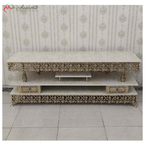 خرید، قیمت و مشخصات میز تلویزیون دو کشو برنزی، طرح بدنه ی درختی با رویه ام دی اف و رنگ درجه یک طلایی با ضمانت - چترزندگی