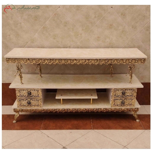 خرید، قیمت و مشخصات میز تلویزیون تمام برنزی طراحی شیک و ساده و پایه های طرح فرشته کیفیت بی نظیر با ضمانت - چترزندگی