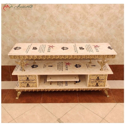 خرید، قیمت و مشخصات میز تلویزیون برنزی با طراحی شیک و ساده و بسیار کاربردی شامل گارانتی رنگ بدنه و دوام محصول - چترزندگی