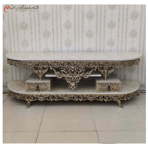 خرید، قیمت و مشخصات میز تلویزیون برنزی 2 کشو طرح گل سرخ، بدنه ی با کیفیت و رنگ ثابت با ضمانت - چترزندگی