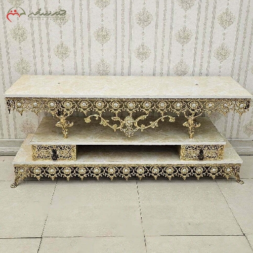 خرید، قیمت و مشخصات میز تلویزیون برنزی طراحی شیک و آنتیک مدل آفتابگردان با کیفیت و قیمت عالی - چترزندگی