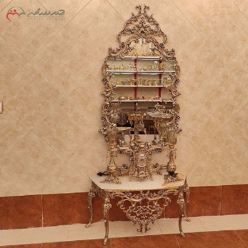 خرید، قیمت و مشخصات آینه شمعدان برنزی طرح امپراطور همراه ست ساعت رومیزی و شمعدان با ضمانت محصول - چترزندگی