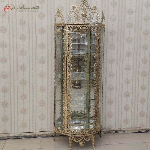 خرید، قیمت و مشخصات بوفه سه طبقه طرح گل سرخ بدنه تمام برنزی و رنگ آبکاری شده با ضمانت و طراحی شیک - چترزندگی