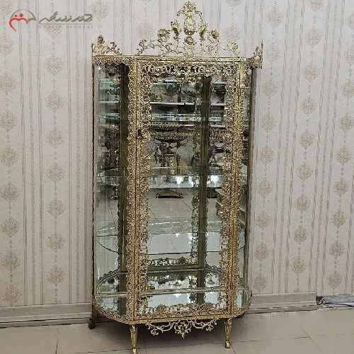 خرید، قیمت و مشخصات بوفه نیم گرد برنزی طرح گل سرخ و رنگ فورتیک آبکاری با ضمانت نامه رنگ بدنه با کیفیت بی نظیر - چترزندگی