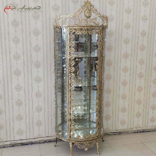 خرید، قیمت و مشخصات بوفه سه طبقه تمام برنزی طرح گل رز برجسته و تاج دار با رنگ آبکاری شده ی ضمانتی - چترزندگی