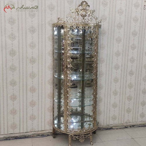 خرید، قیمت و مشخصات بوفه برنزی نیم گرد ( خم ) طرح بدنه ی گل آفتابگردان، طراحی ظریف و مدرن با ضمانت - چترزندگی