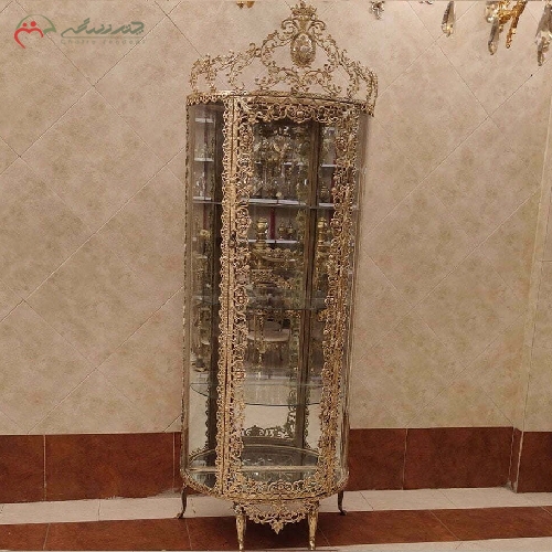 خرید، قیمت و مشخصات بوفه برنزی طرح گل سرخ تاج دار، رنگ فورتیک بدنه ی ظریف کاری شده با ضمانت به قیمت تولید - چترزندگی