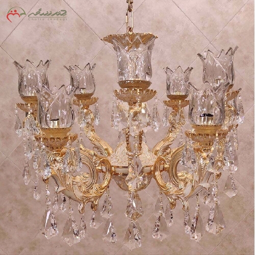 خرید، قیمت و مشخصات لوستر برنزی 10 شعله طرح آرامیس بدنه ظریف کاری شده با رنگ آبکاری فورتیک و گارانتی رنگ و دوام بدنه - چترزندگی