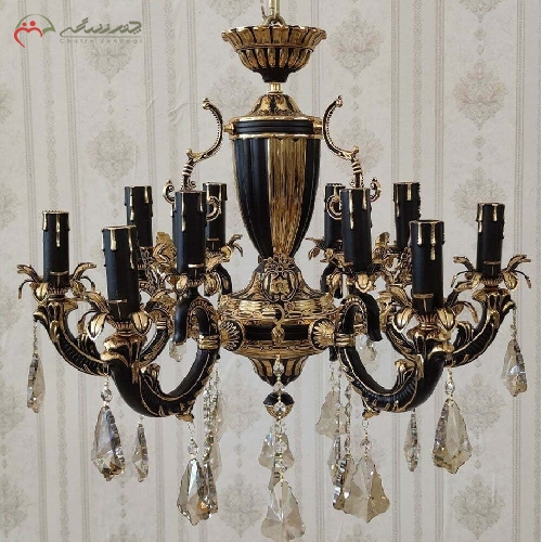 خرید، قیمت و مشخصات لوستر برنزی مشکی طلایی طرح گلوریا و 6 شاخه دوبل، رنگ استاتیک با دوام و دارای گارانتی - چترزندگی
