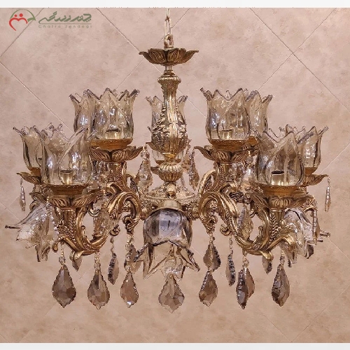 خرید، قیمت و مشخصات لوستر برنزی 15 شعله طرح آرامیس واژگون، رنگ فورتیک با کیفیت و بدنه ی ظریف کاری شده - چترزندگی