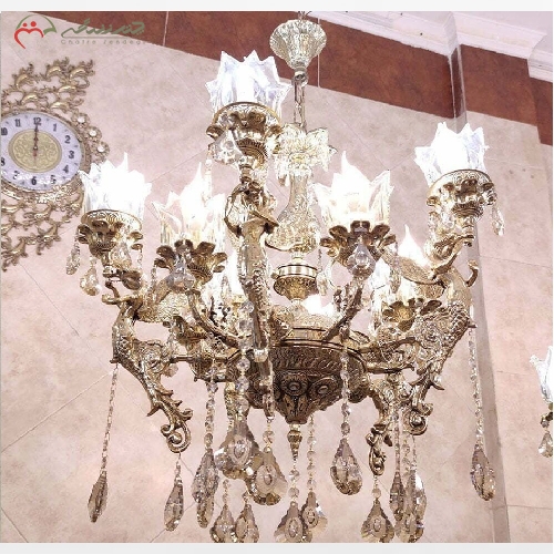 خرید، قیمت و مشخصات لوستر برنزی 10 شعله مدل فرشته با طراحی بدنه ی بسیار شیک و مدرن با گارانتی رنگ بدنه - چترزندگی