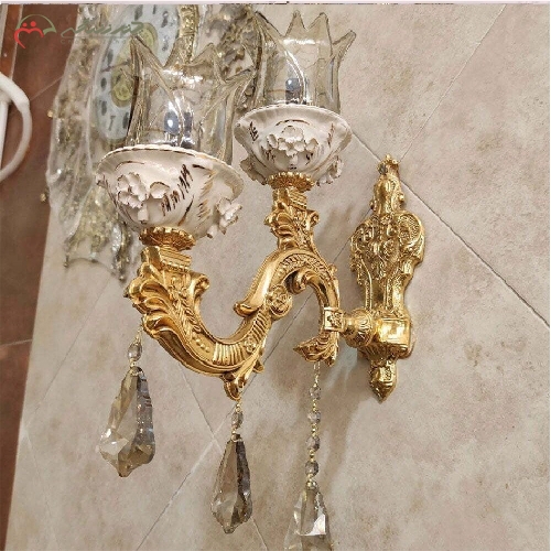 خرید، قیمت و مشخصات لوستر برنزی سرامیکی دو شعله طرح نیلوفر با رنگ طلایی فورتیک دارای گارانتی - چترزندگی