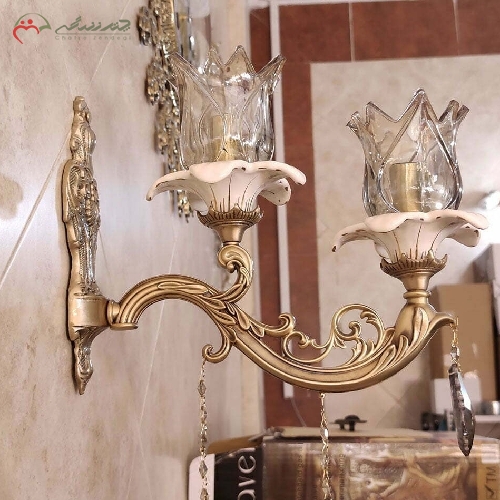 خرید، قیمت و مشخصات لوستر دیواری راما بدنه ی برنزی سرامیکی با رنگ طلایی فورتیک، دارای ضمانت - چترزندگی